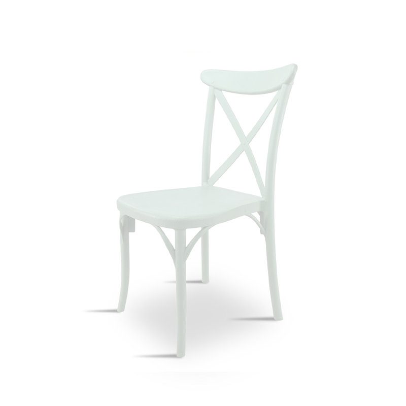 Loewen Stacking Patio Dining Side Chair with Cushion, Ivory White