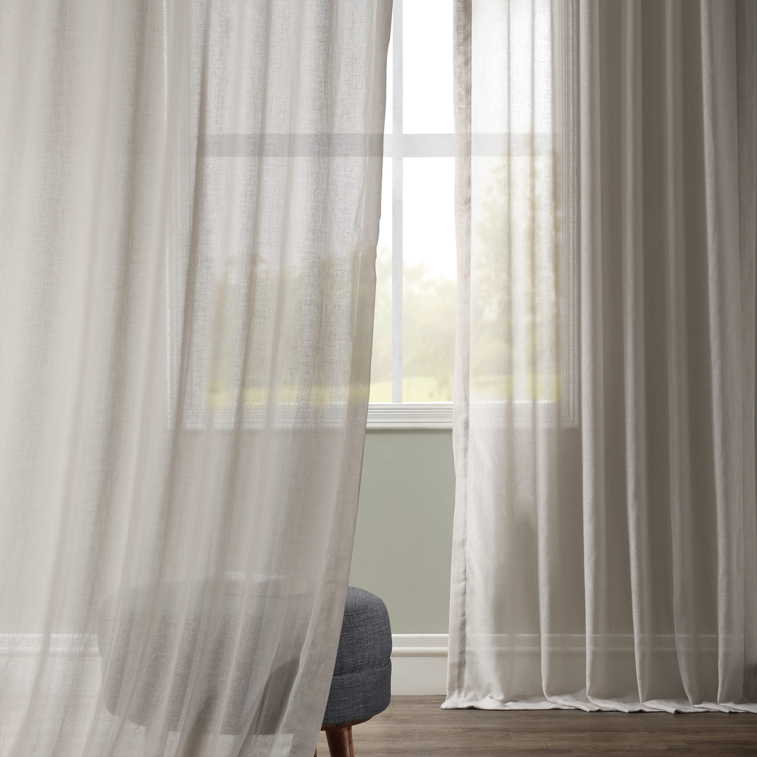 Larsa Sheer Linen Blend Curtain, 50" W x 108" L, Tumbleweed