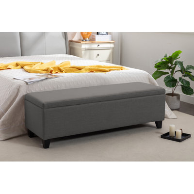 Charice Fabric Storage Bench with Wooden Legs