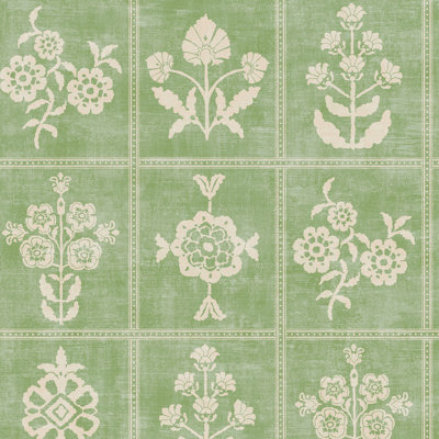 Joules Garden Floral Grid Red/Blue Wallpaper