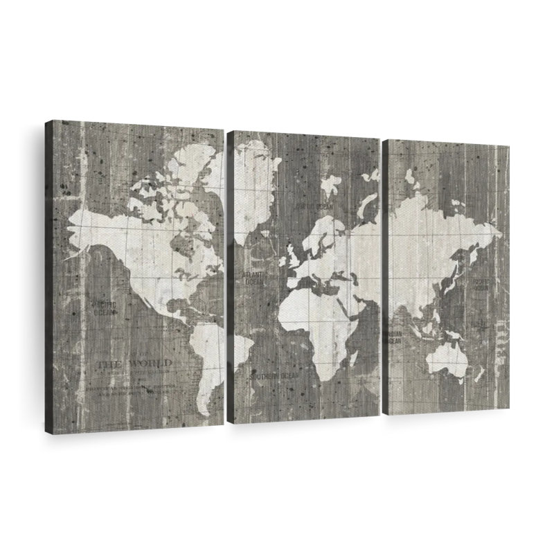 «Old World Map Neutral», impression sur toile tendue 3 pièces, H 28 po x l 45 po x P 1,25 po