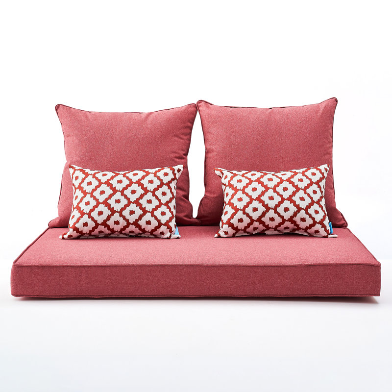 Outdoor 4'' Bench Seat / Back Cushion, Red/White