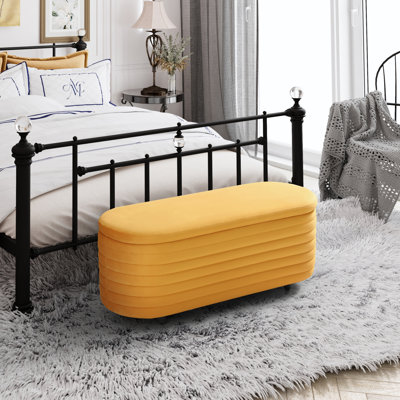 Banc de rangement rembourré en polyester Farrah