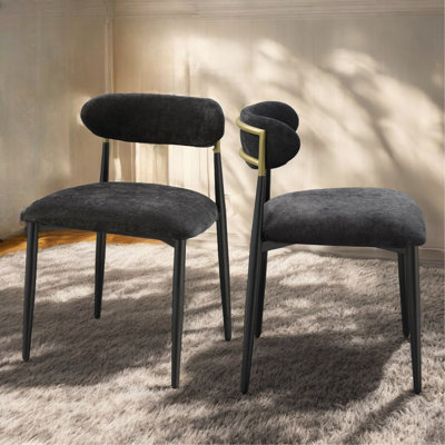 Ensemble de 2 chaises d'appoint en tissu noir et finition noire Jaramillo