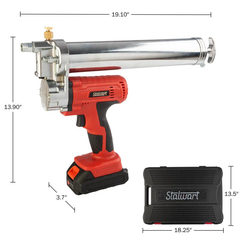 Stalwart 20V 12000 PSI Cordless Grease Gun, Red