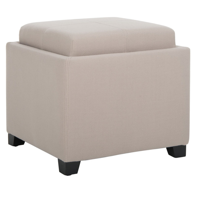 Mousoupetros Upholstered Ottoman, Beige Linen