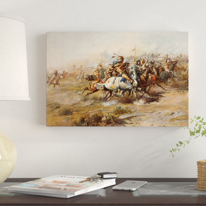 « custer combat », reproduction d’impression sur toile, H 8 po x l 12 po x P 0,75 po, Toile tendue, Pas de tapis