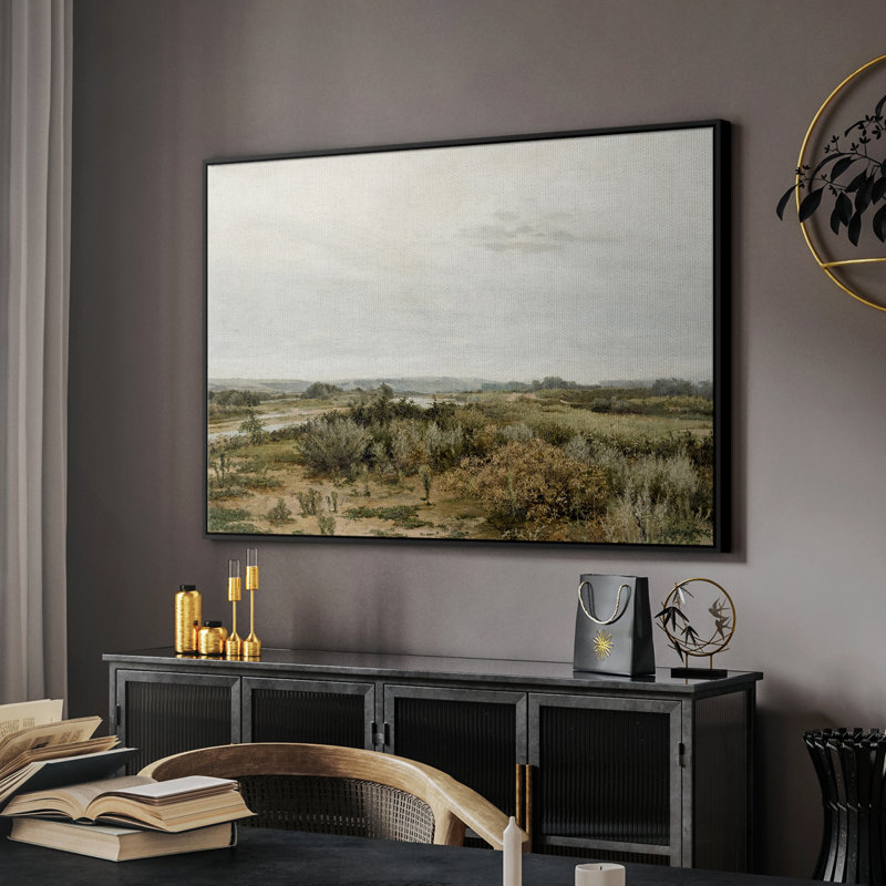 " Vintage Landscape - CMXL ", Black Floater Framed Canvas, 17" H x 25" W x 2" D