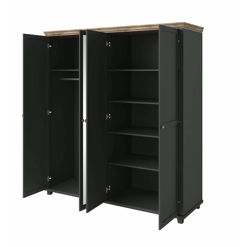 Nielsine 4 Door Manufactured Wood Wardrobe, Green/Oak