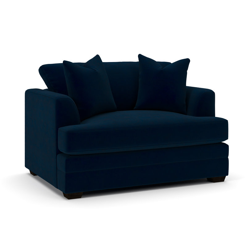 Edan Upholstered Chair And A Half, Bella Ink Blue Performance Velvet