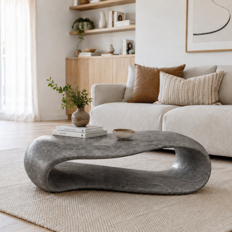 Sherrer Abstract Coffee Table with Storage, Dark Grey