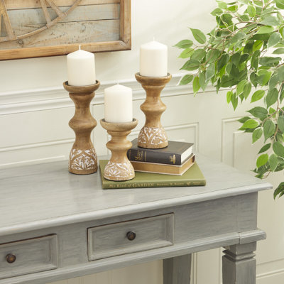 10.05'' H Wood Tabletop Candlestick
