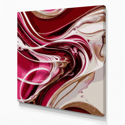 Abstrait art fluide sur toile rouge 24
