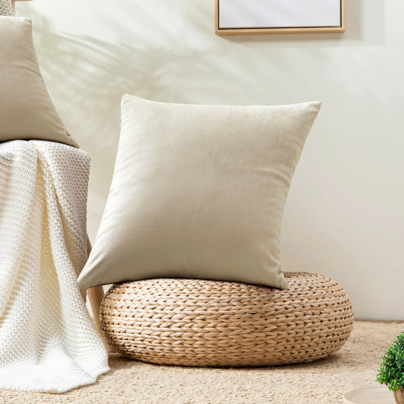 Crushed Velvet Scatter Cushion Cover Set, Beige
