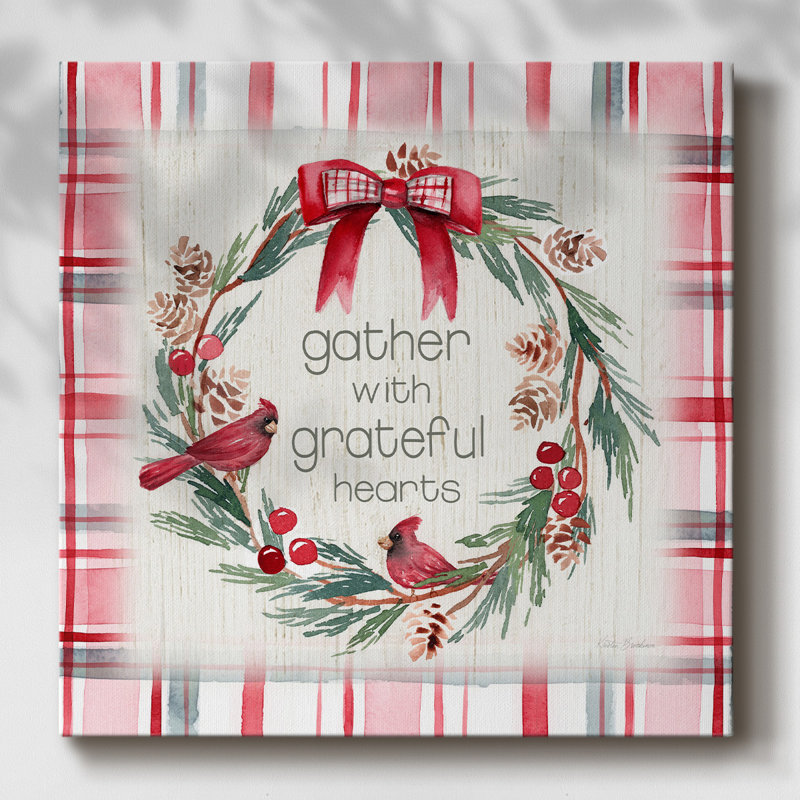 Gather Plaid Cardinal Wreath, H 16 po x l 16 po x P 1,5 po