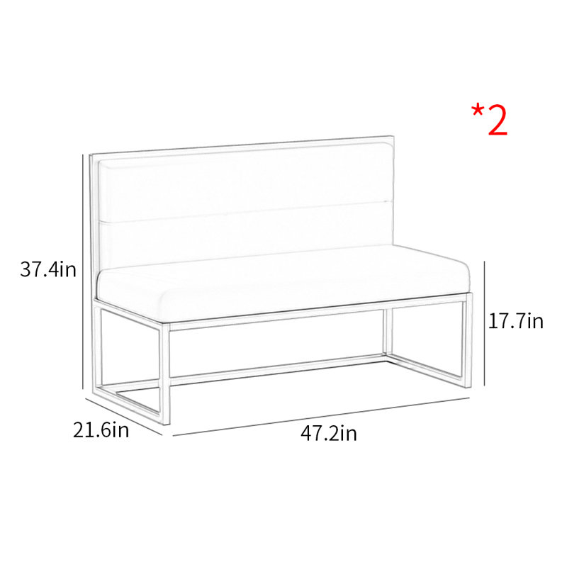 Banc rembourré simple en similicuir, Gris
