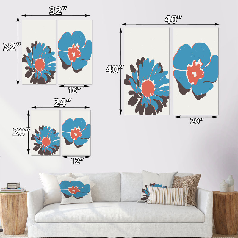 «Vintage Flower Typographie I», ensemble de 2 impressions, Toile tendue, H 20 po x l 24 po x P 1 po