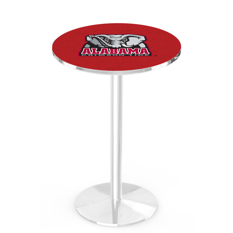 Round Metal Base Dining Table, Chrome, University of Alabama - Elephant Logo