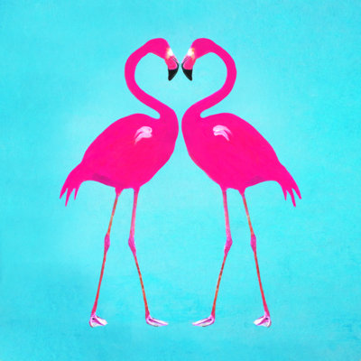 Flamant rose - peinture sur toile tendue