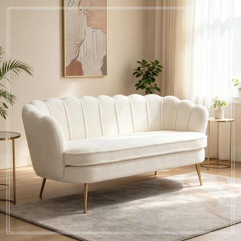 Causeuse avec pieds robustes en métal, Beige