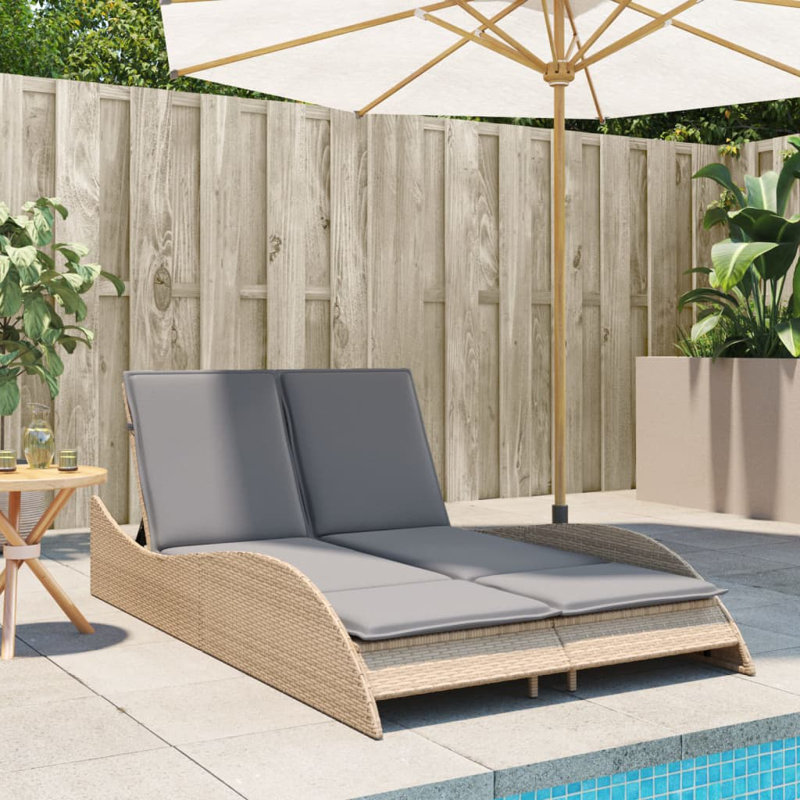  Chaise longue de patio gris clair