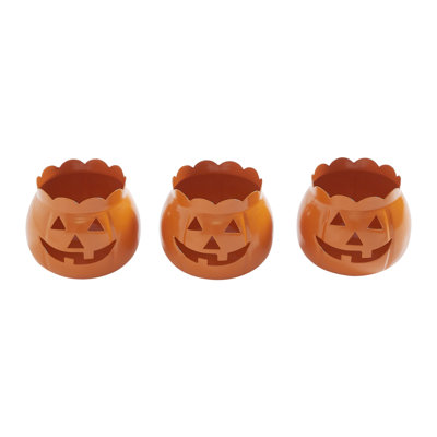 Ensemble de 3 porte-bougies Jack-O-Lantern - 3 x 3,5 x 3,5