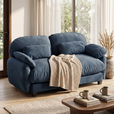 Canapé surdimensionné 2 places en chenille, canapé lounge extra profond inspiré des nuages ​​avec assises larges, bleu