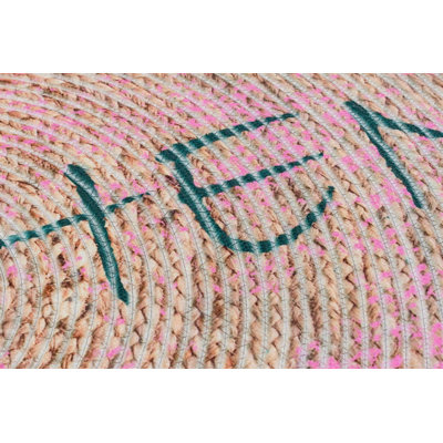 Seairra&Sisal Kitchen Beige Turquoise Color Carpet Striped Design Machine Woven Cotton Polypropylene Washable Area Rug