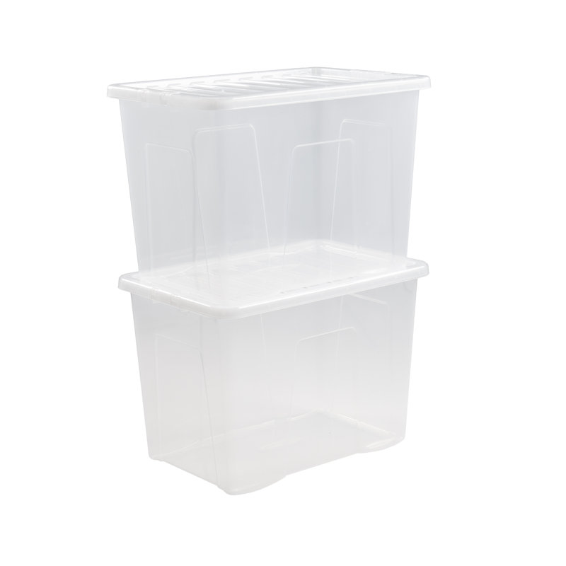 Wham Crystal 80L Plastic Storage Box & Lid Clear, Clear