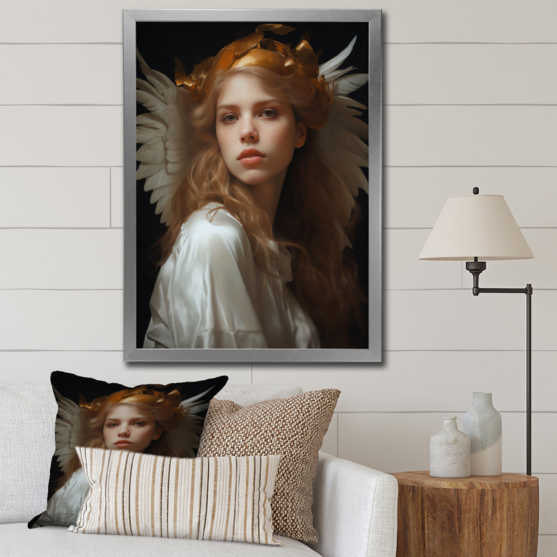 Célébration d'innocence Renaissance ange I sur toile, H 40 po x l 30 po x P 1,5 po, Cadre simple argenté