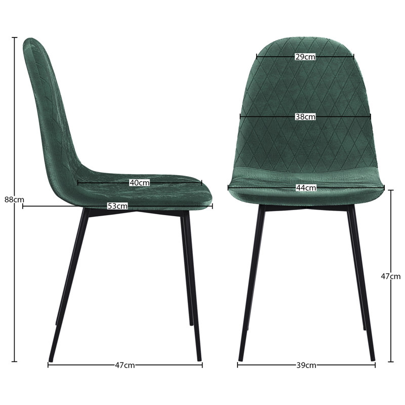 Kelci 47cm H Foam Padding Upholstered Side Chair, Green