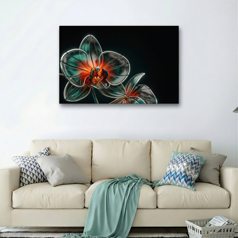 Ensemble de 1 tableau sur toile en verre représentant une fleur, H 18 po x l 24 po, Wrapped Canvas