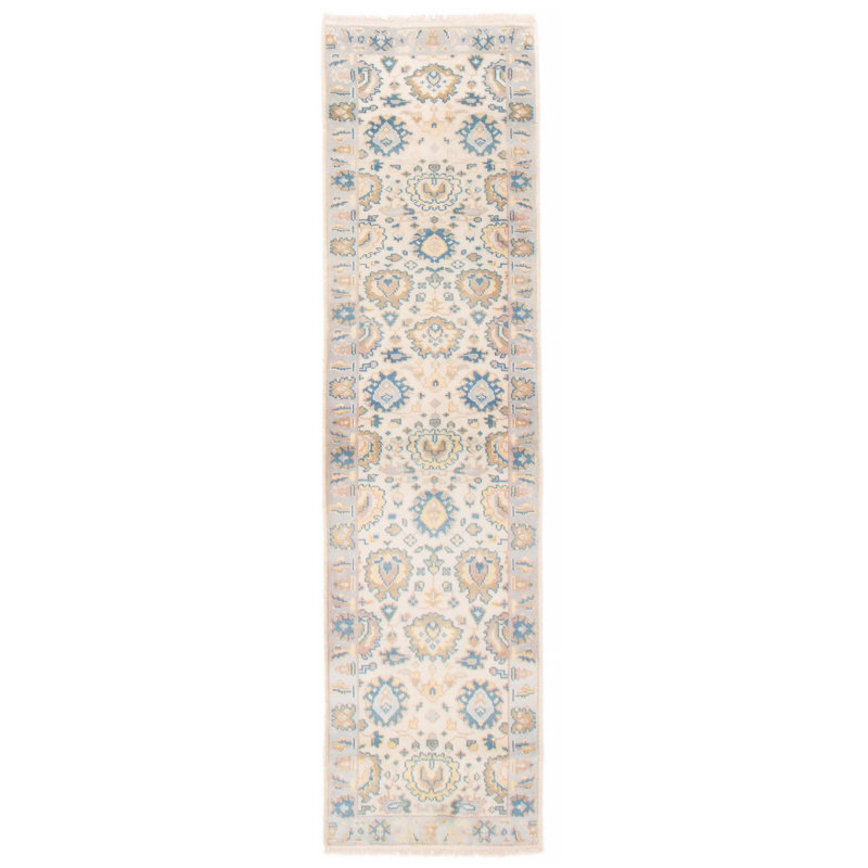 One-of-a-Kind 2'7" X 9'7" New Age Runner Wool Area Rug in Cream