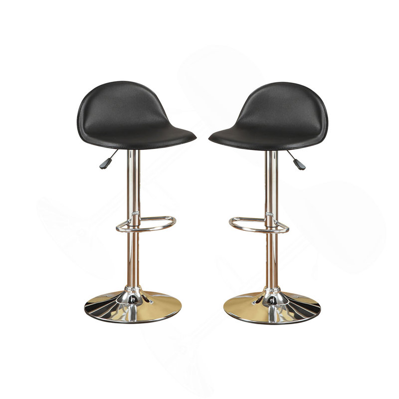 Tabourets de bar réglables en polyuréthane noir (ensemble de 2)