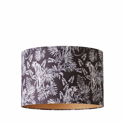 Leila 23.5cm H Linen Blend Drum Lamp Shade ( Slip-On ) in Black