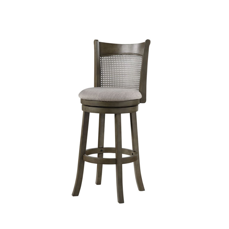 Artia Lilly Back Swivel Stool, Gray, Bar Stool (29" Seat Height)