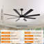 Ventilateur de plafond de 72 pouces avec lumière DEL intégrée, télécommande, moteur à courant continu réversible, 8 pales noir de jais et noyer foncé, fixation en angle incluse