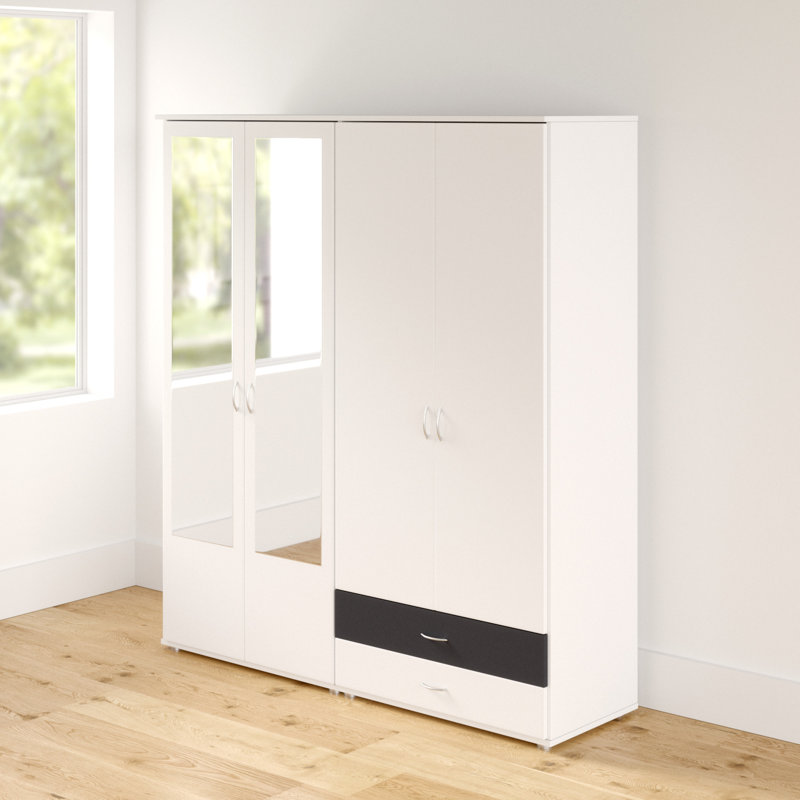 Ewert 4 Door Wardrobe, Alpine white and metallic grey