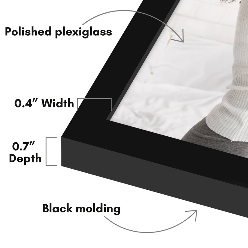 Americanflat Picture Frame - Thin Border Poster Frame with Plexiglass for Wall Display, Black, 14" x 18"