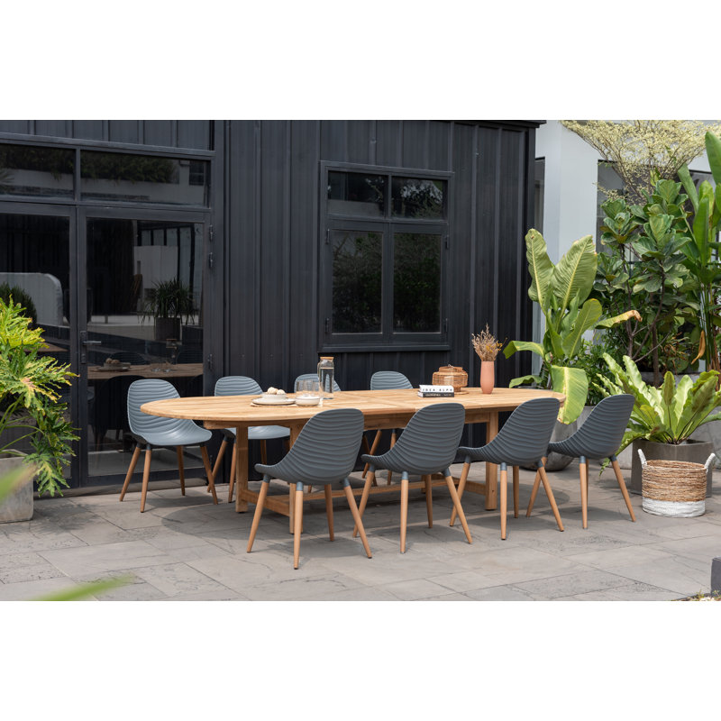 Anautica Outdoor Patio 9pc FSC  Solid Teak Wood Dining Set