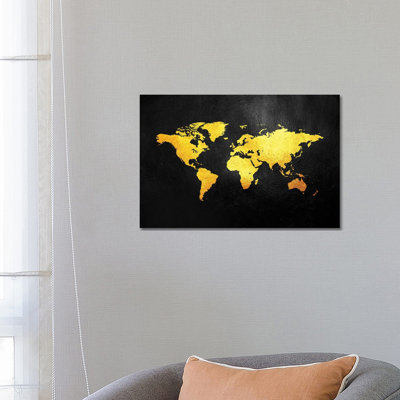 World Map Gold by Adrian Baldovino - Wrapped Canvas Print