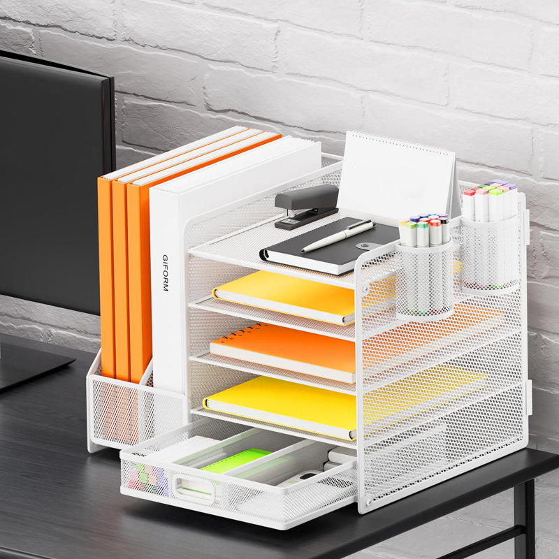 Metal File Organiser, White