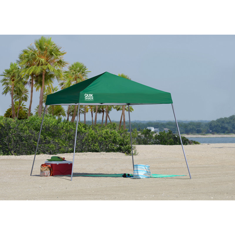 Quik Shade 10' X 10' Expedition 64 Square Feet Of Shade Slant Leg Base Outdoor Pop-Up Canopy, Green, Green