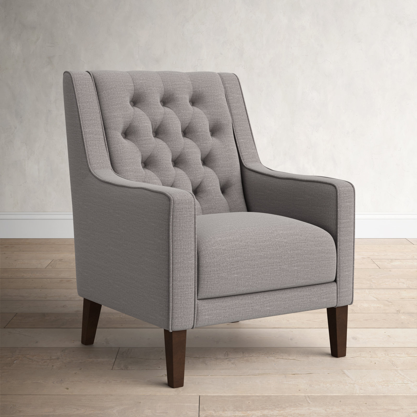 Binu Linen Wingback Chair, Flint Gray Polyester
