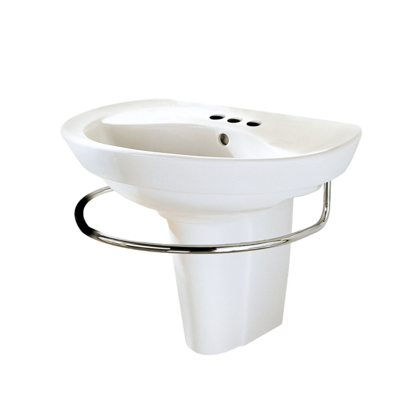  Lavabo Sur Colonne 24" En Céramique Avec Trop-plein Ravenna, Blanc, Trou simple