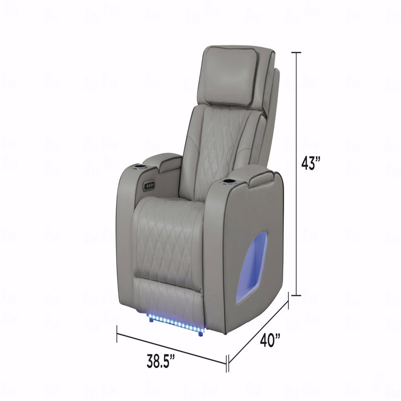 Revêtement de style moderne Fortuner avec fauteuil inclinable en bois et fonction de massage incluse, Gris