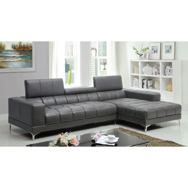 Canapé modulaire en L avec repose-pieds Derrikke, Gris