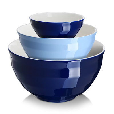 5.3/7.5/9.2-Inch Blue Mixing Bowls Set Of 3