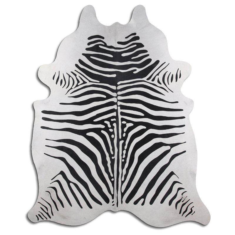 Zebra on White Printed Cowhide (large)
