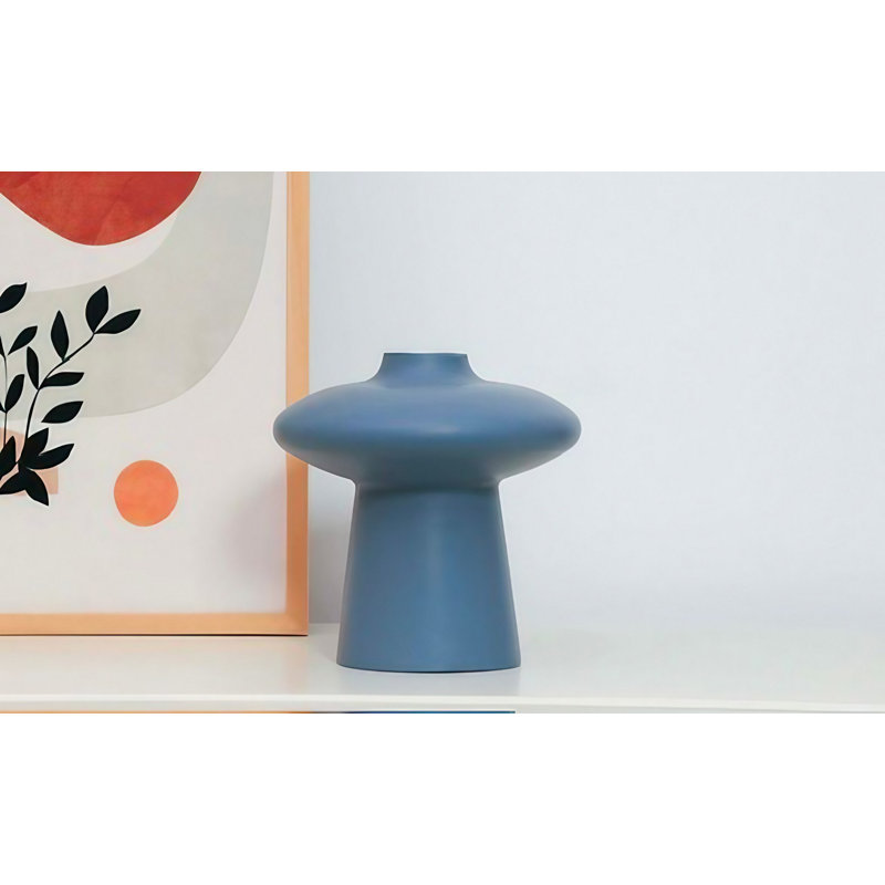 Consalve Ceramic Table Vase, Grey Blue, 19cm H x 27cm W x 13cm D